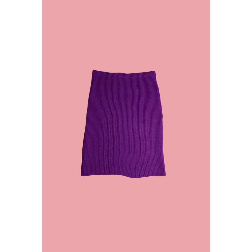 1980s BETSEY JOHNSON "PUNK" Label Purple Knit Sweater Pencil Skirt. Extra S-M